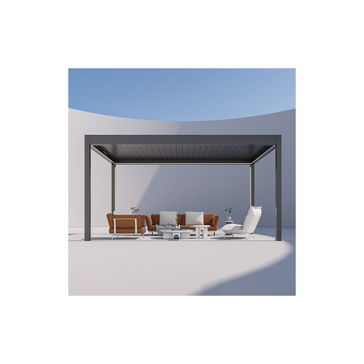 pergola bioclimatique pas chère aluminium anthracite RAL 7016