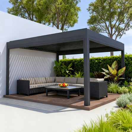 pergola bioclimatique en kit aluminium anthracite RAL 7016