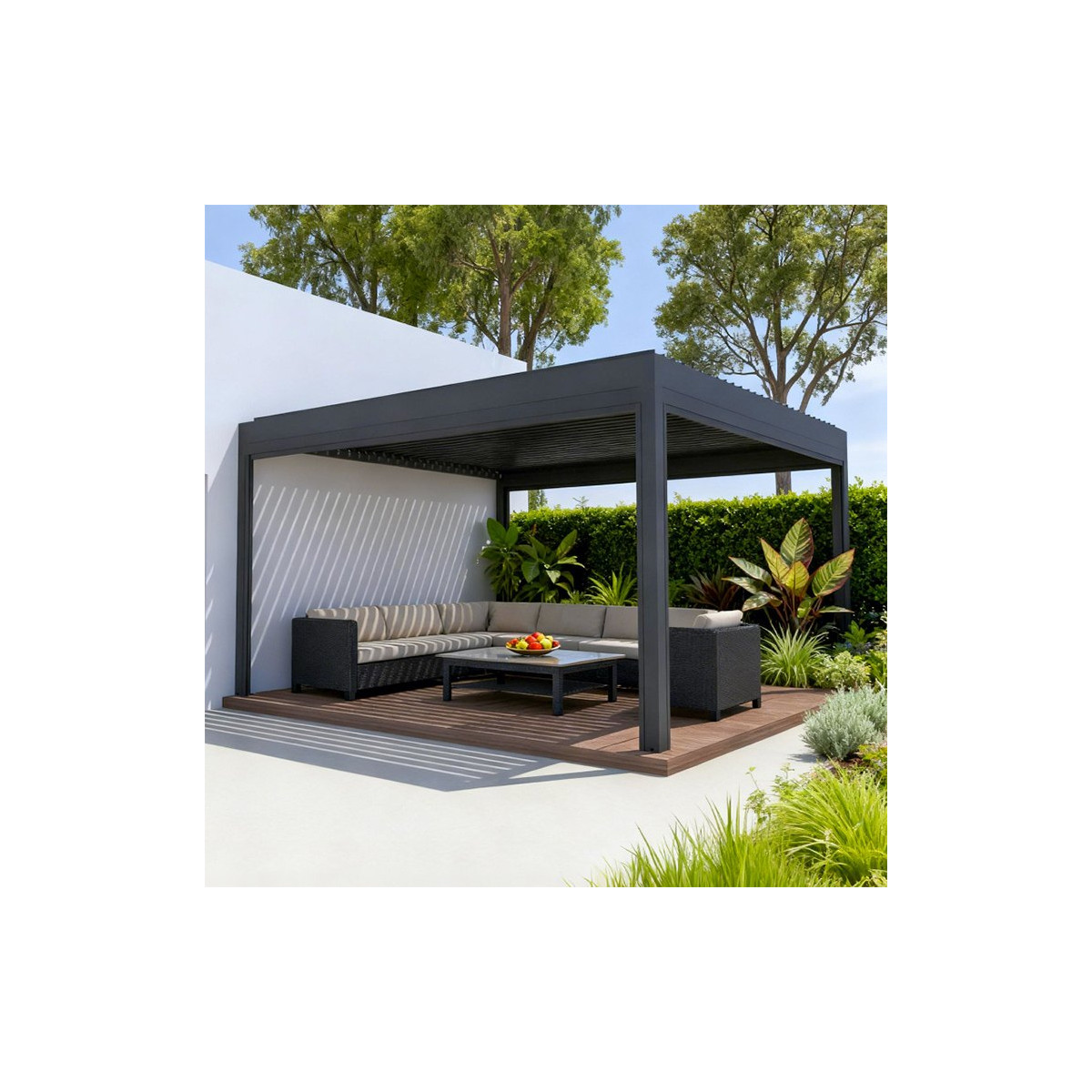 pergola bioclimatique en kit aluminium anthracite RAL 7016