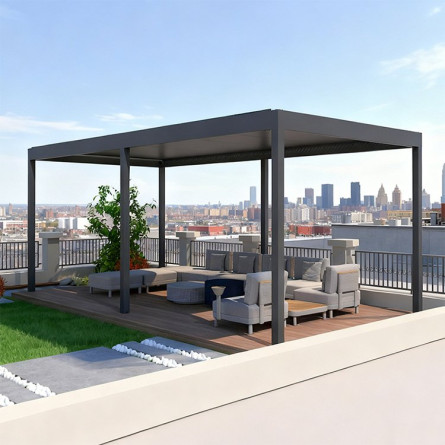 pergola bioclimatique électrique aluminium anthracite RAL 7016