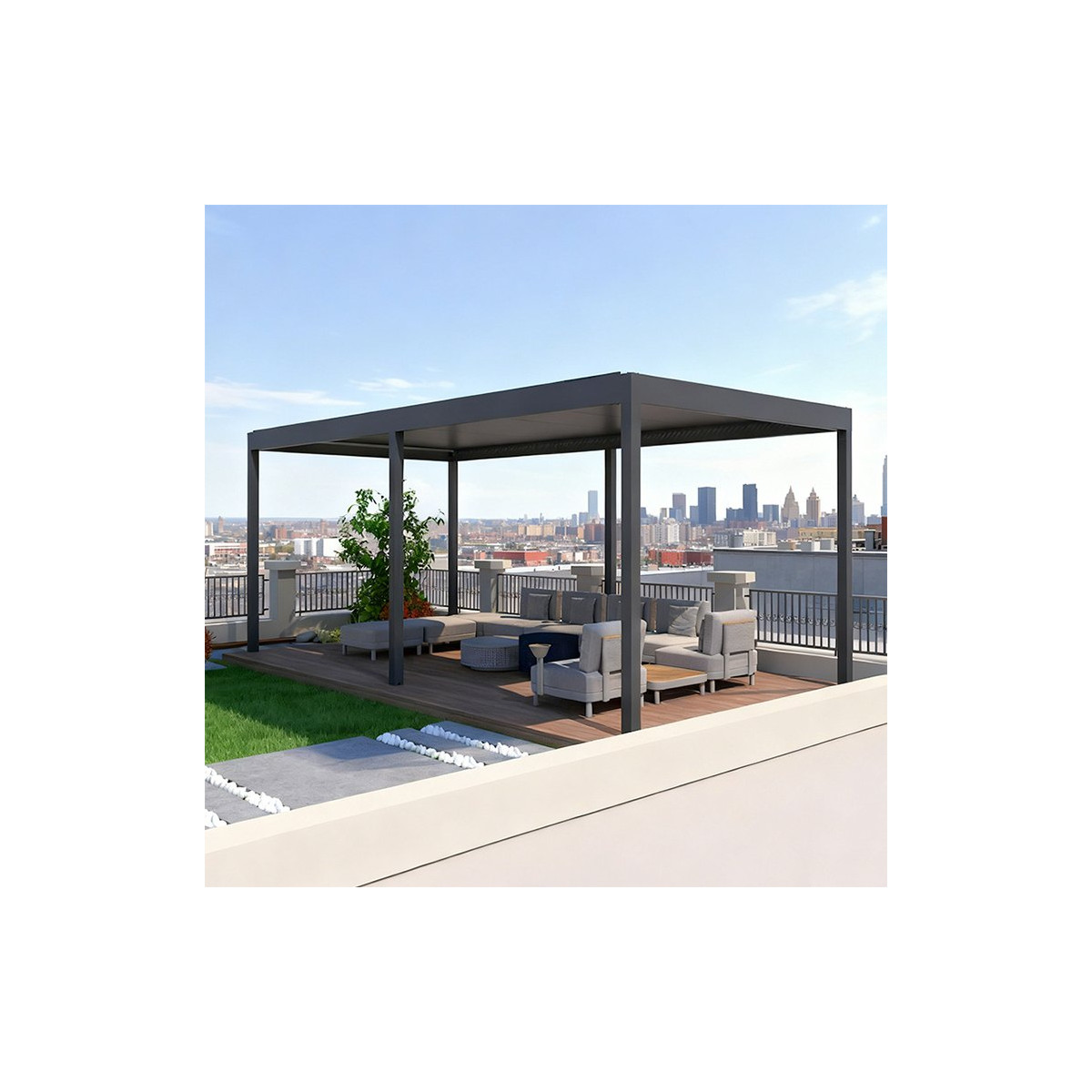 pergola bioclimatique électrique aluminium anthracite RAL 7016