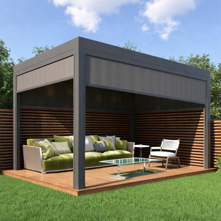 pergola bioclimatique renforcée vent fort aluminium anthracite RAL 7016