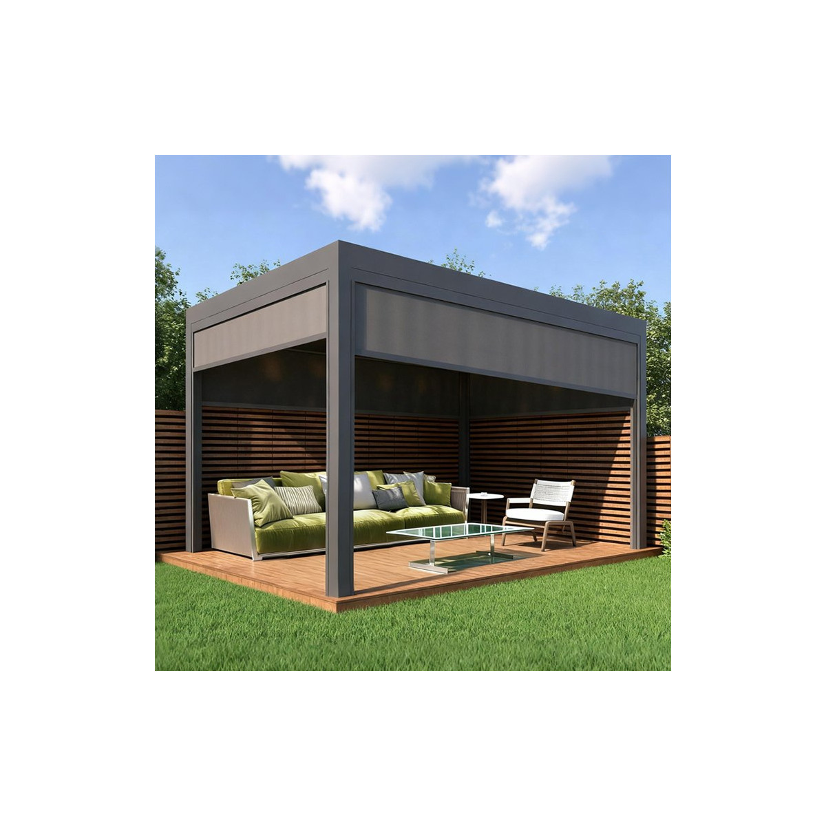 pergola bioclimatique renforcée vent fort aluminium anthracite RAL 7016