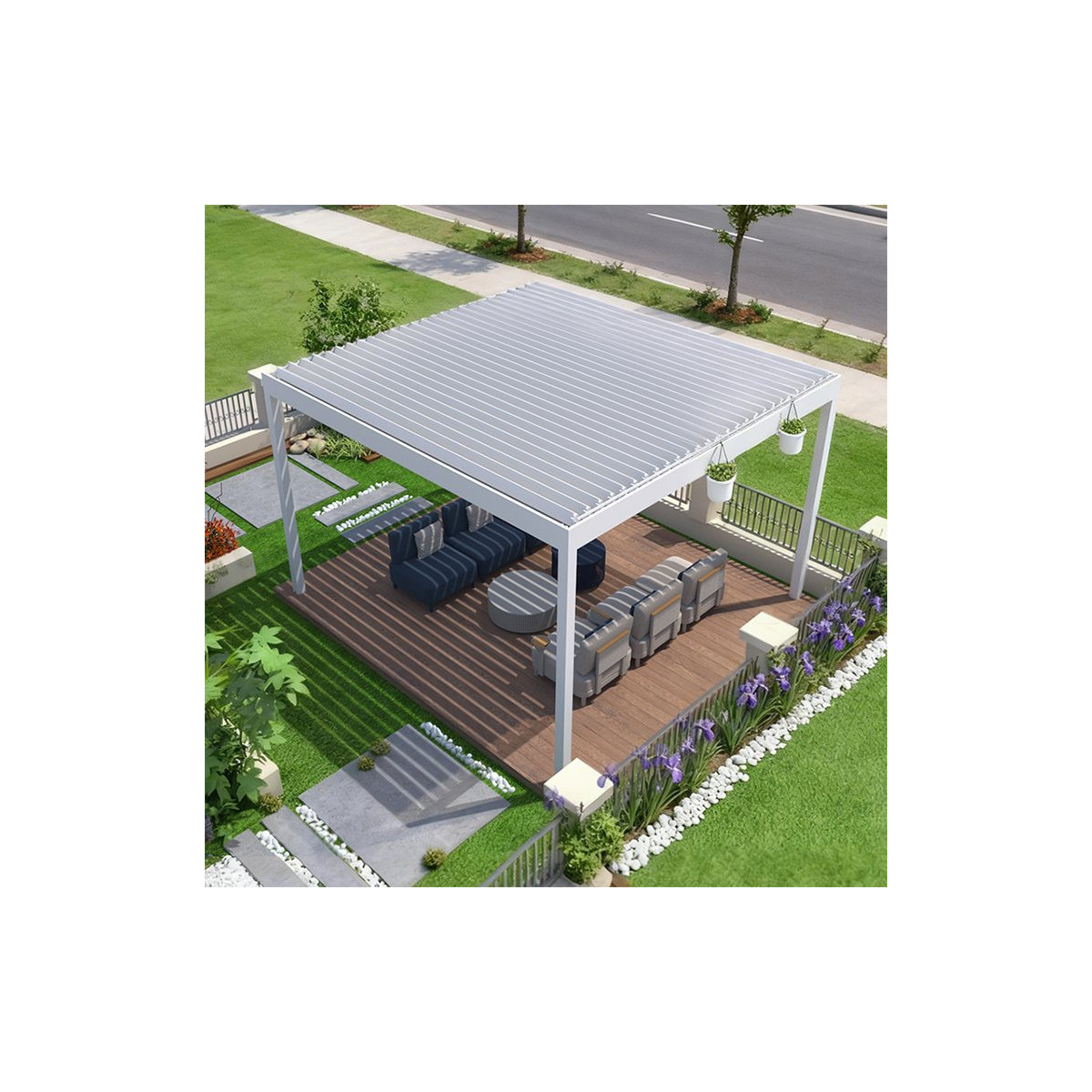 pergola bioclimatique renforcée vent fort en situation 1