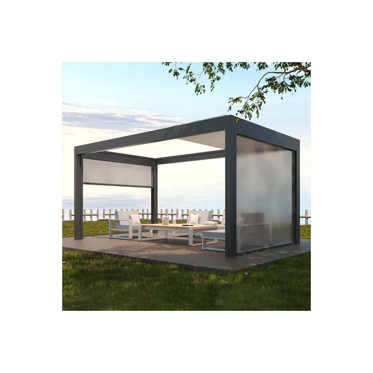 pergola bioclimatique renforcée vent fort en situation 2
