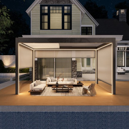 pergola bioclimatique grand format aluminium anthracite RAL 7016