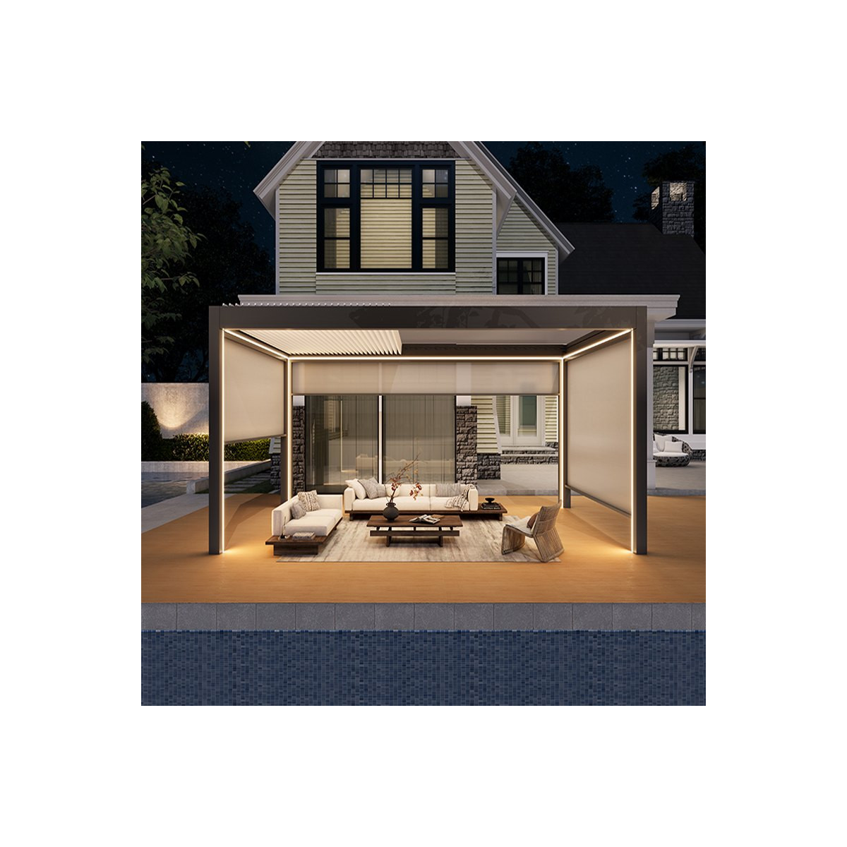 pergola bioclimatique grand format aluminium anthracite RAL 7016