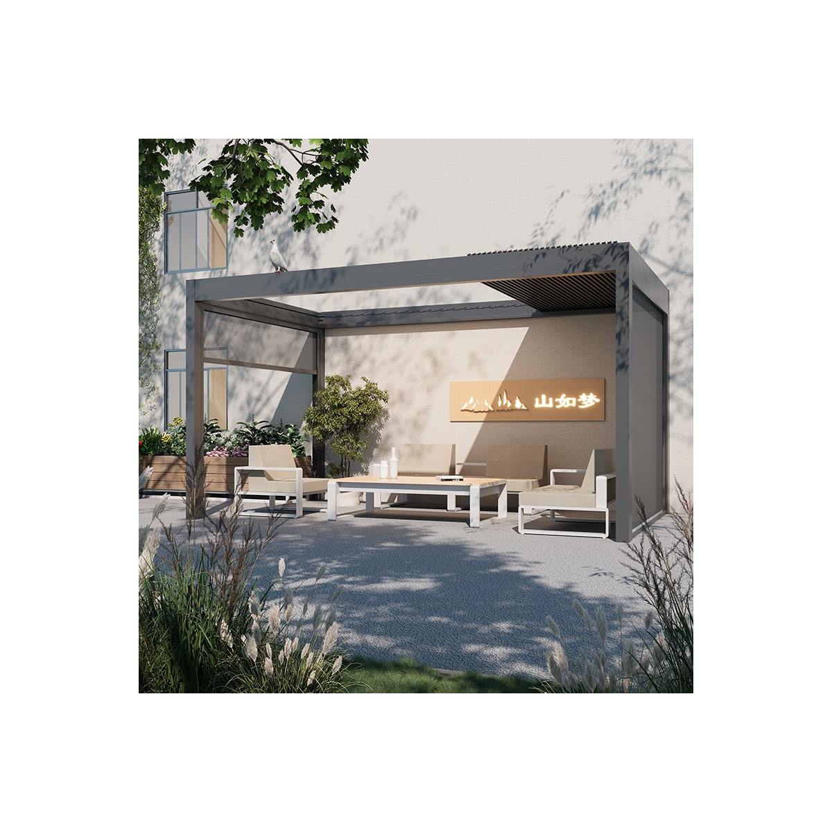 pergola bioclimatique grand format en situation 2