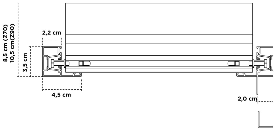Coupe technique du coffre du brise soleil orientable occultant avec dimensions